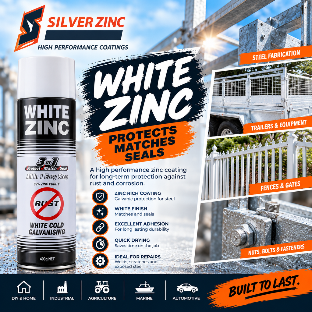 Discover what White Zinc Spray is used for, including fencing, gates, trailers, steel fabrication and metal repairs. Explore metal protection solutions.